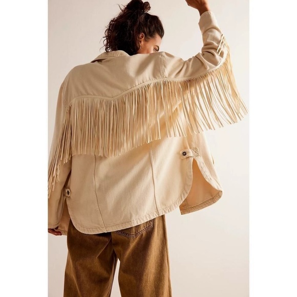 Free People Jackets & Blazers - NWT We the Free Fringe Out Denim Jacket | Ecru | size medium